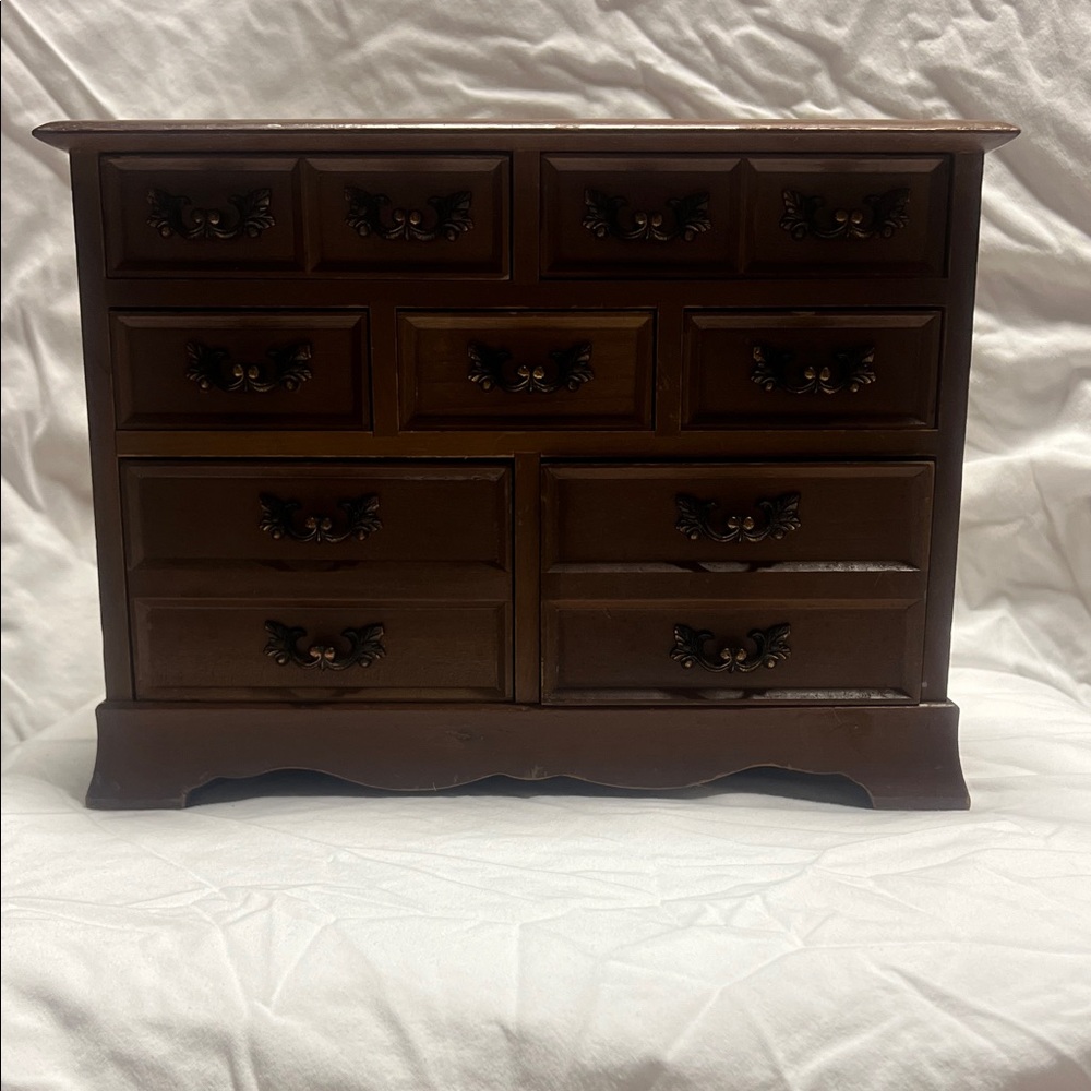 Vtg. Brown Wooden Storage Chest
